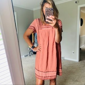 NWT KNOX ROSE | peach pink embroidered dress M